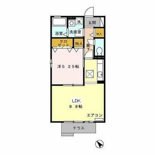 グランドールコートB【2階】の間取り