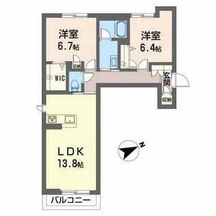 コンフォーザ下戸田【0205号室】の間取り