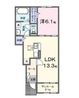 ル・レーヴⅠ【104号室】の間取り