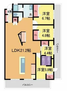 甲子園口パークハウス〔分譲〕【4階】の間取り