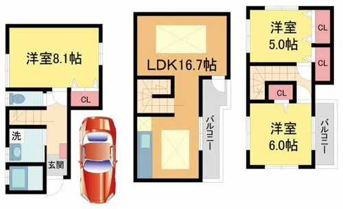 兵庫県西宮市老松町【一戸建】の間取り