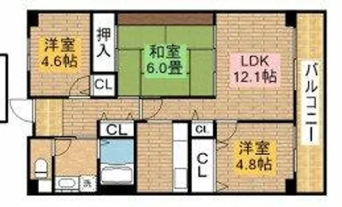 ラシームフルール石津【2階】の間取り