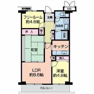 ラシームフルール石津【4階】の間取り