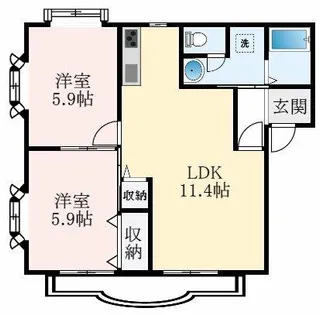大阪府松原市新堂2丁目【アパート】の間取り