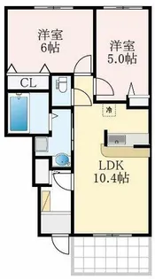 大阪府大阪狭山市池尻中2丁目【アパート】の間取り