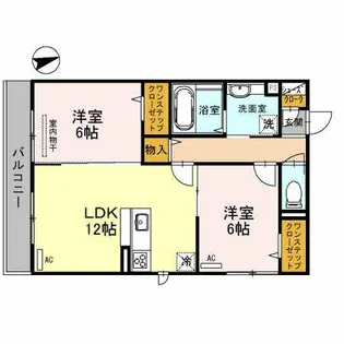 大阪府羽曳野市誉田5丁目【アパート】の間取り