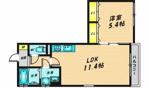 クリエオーレ荒本Ⅰ【202号室】の間取り