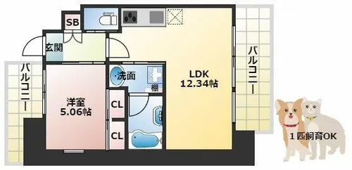 プレジオ阿波座【4階】の間取り