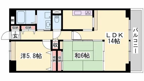 ライオンズマンション東今宿【211号室】の間取り