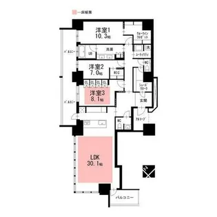 グランドメゾンThe池下ガーデンタワー3903【39階】の間取り