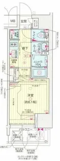 プレサンス天満橋ヴェルエラ【13階】の間取り
