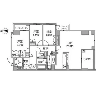 ジオグランデ夙川相生町【1階】の間取り
