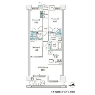 パークシュロス芦屋【5階】の間取り