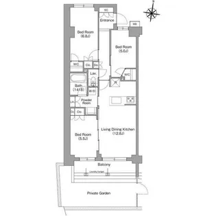 ミレーネ神戸住吉本町【-1階】の間取り