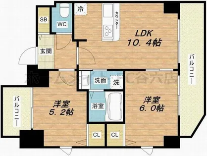 スワンズ心斎橋イースト【12階】の間取り