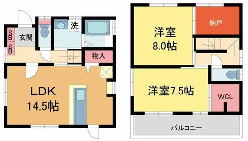 兵庫県西宮市柳本町【一戸建】の間取り