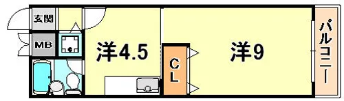 エクセレントリブ六甲【2階】の間取り
