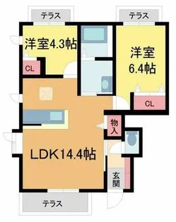 オリゼー芦屋西【D105号室】の間取り