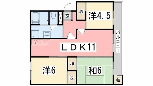 年ヶ森ハイツ【A305号室】の間取り