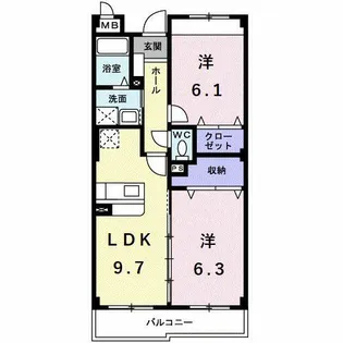 インヴィテ・ボヌ-ルⅡ番館【105号室】の間取り
