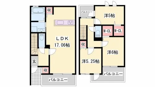 OA FLAT西庄IIIWEST【W-5号室】の間取り
