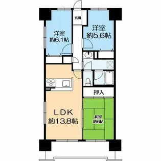 ペルル伏見桃山【6階】の間取り