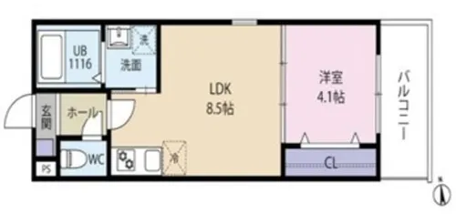 ジーメゾン山科マニフィコ【1階】の間取り