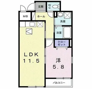 フルーリール【1階】の間取り