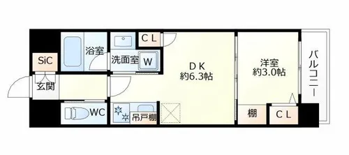 アーバネックス大阪天満宮Ⅱ【7階】の間取り
