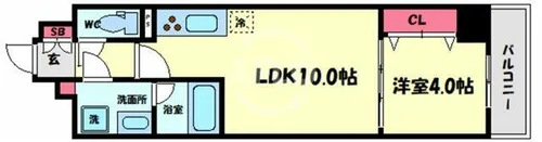 プライムステージ弁天町【5階】の間取り