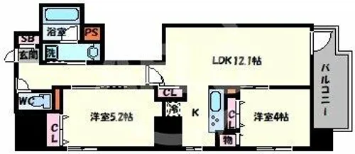 JASPER御堂筋本町【14階】の間取り
