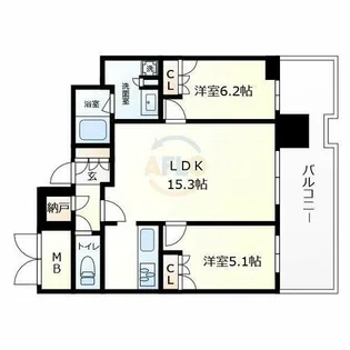 MJR堺筋本町タワー【26階】の間取り