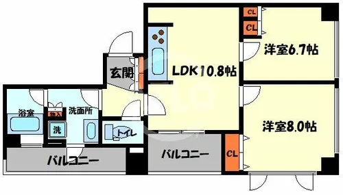 アルグラッドザタワー心斎橋【24階】の間取り