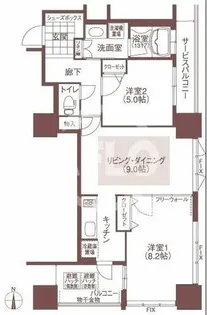 アルグラッドザタワー心斎橋【18階】の間取り