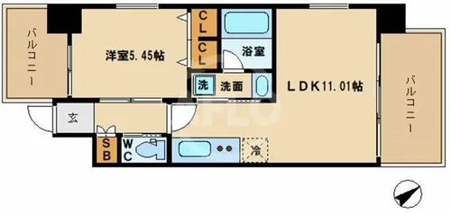 プレジオ城東中央【5階】の間取り