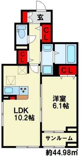 ルーミー新町【103号室】の間取り