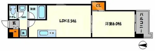 マスターズレジデンス道頓堀Ⅲ【8階】の間取り