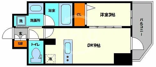 エステムコート堺筋本町【10階】の間取り