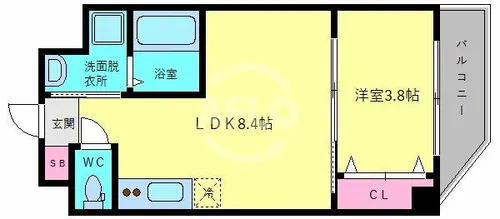 リックス天王寺南【2階】の間取り