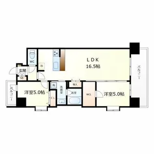 スプランディッド難波WESTⅢ【10階】の間取り