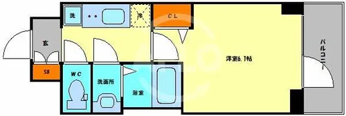 プレサンス松屋町ヴィゴラス【7階】の間取り