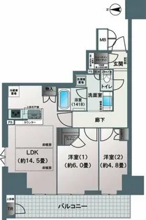 ブランズ大阪松屋町【15階】の間取り