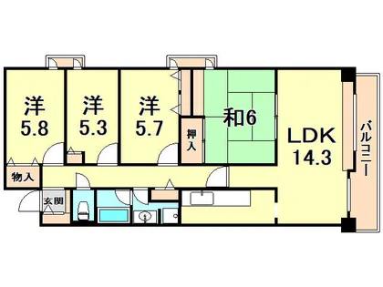 ブエナビスタ西宮浜町【4階】の間取り