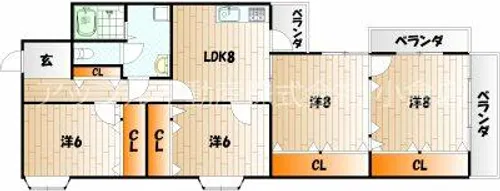ビュークレスト霧ヶ丘【302号室】の間取り