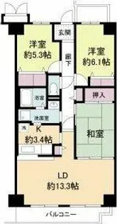 ミストラル岸部南【6階】の間取り
