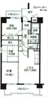 コーシャハイツ瓜破【5階】の間取り