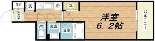 エスリード難波ザ・ブライト【2階】の間取り