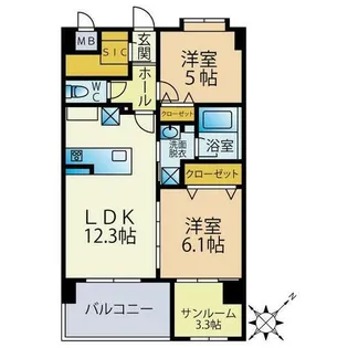 Sun・Blesso塩原【5階】の間取り