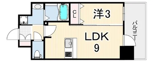 プレサンス神戸水木通ルミエス【9階】の間取り