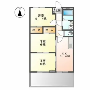 グリーンベル一番館【1階】の間取り